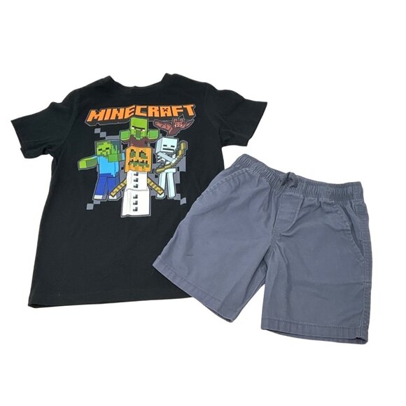 Boy's Clothes - 2 Shorts, 2 T-Shirts - Black‎ & Grey - Size Small - Picture 7 of 12